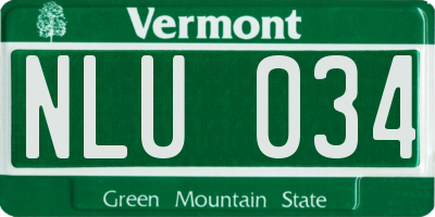 VT license plate NLU034
