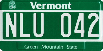 VT license plate NLU042