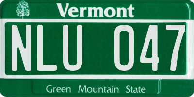 VT license plate NLU047