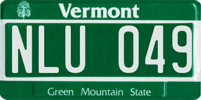 VT license plate NLU049