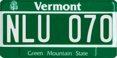 VT license plate NLU070