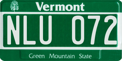VT license plate NLU072