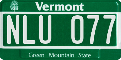 VT license plate NLU077