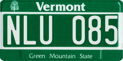 VT license plate NLU085