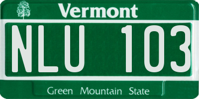 VT license plate NLU103