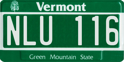 VT license plate NLU116