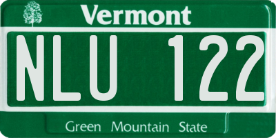 VT license plate NLU122