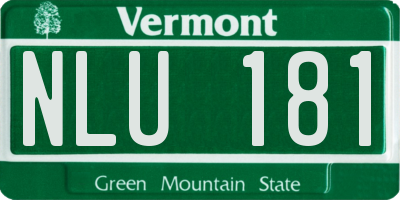 VT license plate NLU181