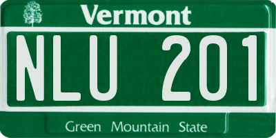 VT license plate NLU201