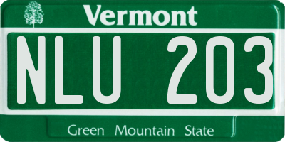 VT license plate NLU203