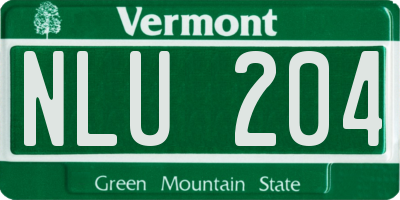 VT license plate NLU204