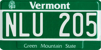 VT license plate NLU205