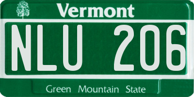 VT license plate NLU206