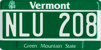 VT license plate NLU208