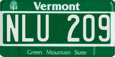 VT license plate NLU209