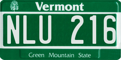 VT license plate NLU216