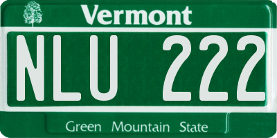 VT license plate NLU222