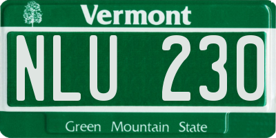 VT license plate NLU230
