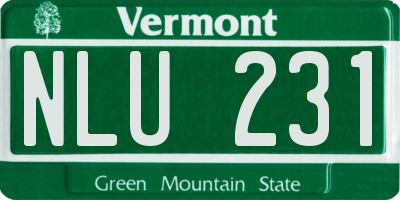 VT license plate NLU231