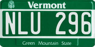 VT license plate NLU296