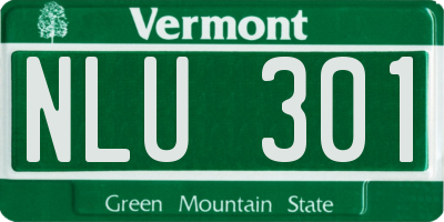 VT license plate NLU301