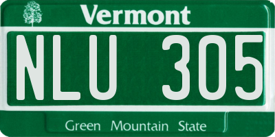 VT license plate NLU305
