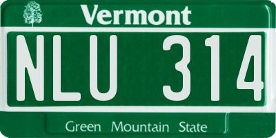 VT license plate NLU314