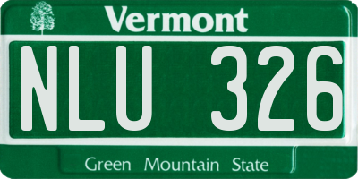 VT license plate NLU326