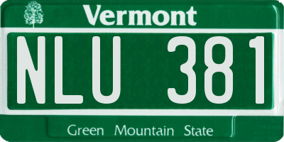 VT license plate NLU381
