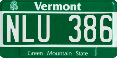 VT license plate NLU386