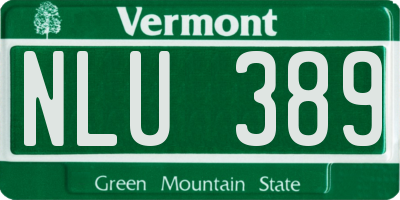 VT license plate NLU389