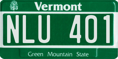 VT license plate NLU401