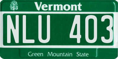 VT license plate NLU403