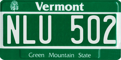 VT license plate NLU502
