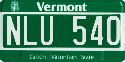 VT license plate NLU540
