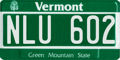 VT license plate NLU602