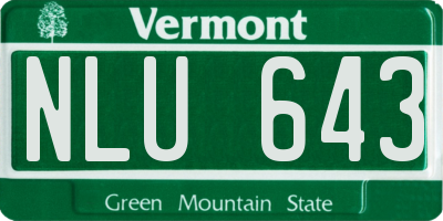 VT license plate NLU643