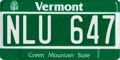 VT license plate NLU647
