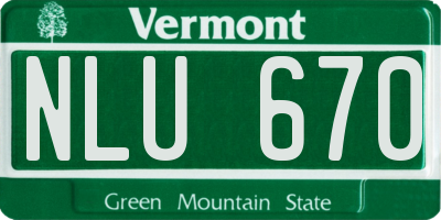 VT license plate NLU670