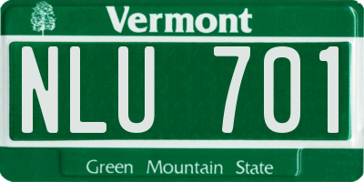 VT license plate NLU701