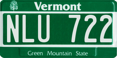 VT license plate NLU722