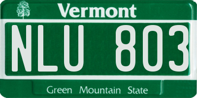 VT license plate NLU803