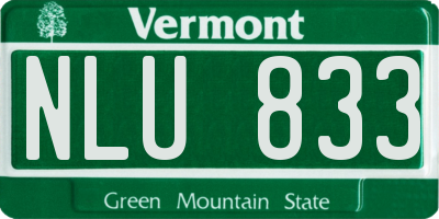 VT license plate NLU833