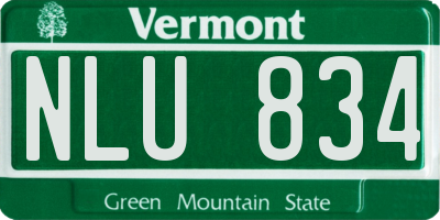 VT license plate NLU834