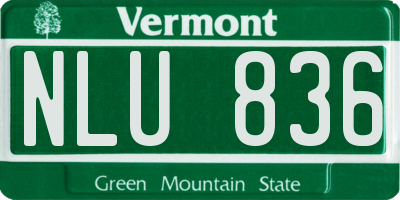 VT license plate NLU836