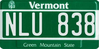 VT license plate NLU838