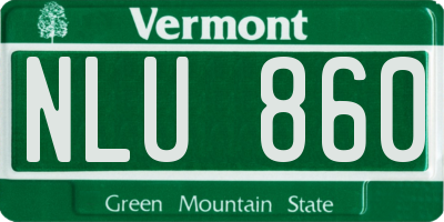 VT license plate NLU860