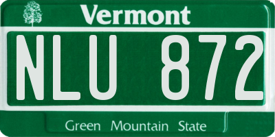 VT license plate NLU872