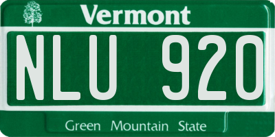 VT license plate NLU920