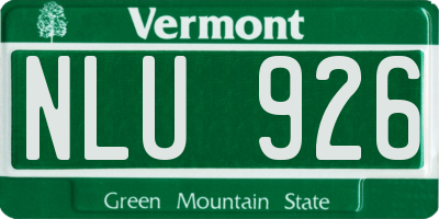 VT license plate NLU926